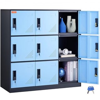 Taquilla de Metal para Empleados, Armario de Almacenamiento de 9 Puertas con Ranura para Tarjeta, Taquillas para Empleados con Llaves, Capacidad de Carga de 66 lbs, Taquillas de Almacenamiento par...