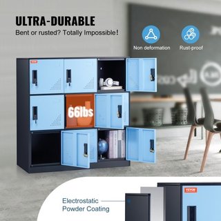 Taquilla de Metal para Empleados, Armario de Almacenamiento de 9 Puertas con Ranura para Tarjeta, Taquillas para Empleados con Llaves, Capacidad de Carga de 66 lbs, Taquillas de Almacenamiento par...