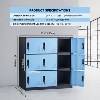 Taquilla de Metal para Empleados, Armario de Almacenamiento de 9 Puertas con Ranura para Tarjeta, Taquillas para Empleados con Llaves, Capacidad de Carga de 66 lbs, Taquillas de Almacenamiento par...