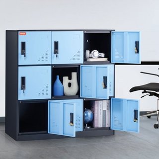 Taquilla de Metal para Empleados, Armario de Almacenamiento de 9 Puertas con Ranura para Tarjeta, Taquillas para Empleados con Llaves, Capacidad de Carga de 66 lbs, Taquillas de Almacenamiento par...