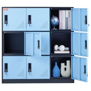 Taquilla de Metal para Empleados, Armario de Almacenamiento de 9 Puertas con Ranura para Tarjeta, Taquillas para Empleados con Llaves, Capacidad de Carga de 66 lbs, Taquillas de Almacenamiento par...