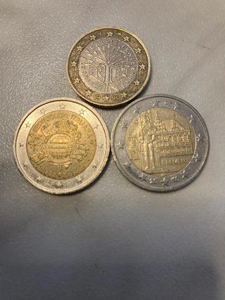 Lotto 3 Monete Euro Anniversari