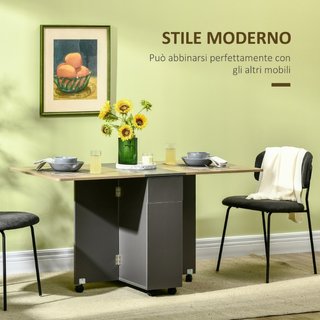 Tavolo Pieghevole da Pranzo in Truciolato con 2 Ca
