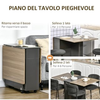 Tavolo Pieghevole da Pranzo in Truciolato con 2 Ca