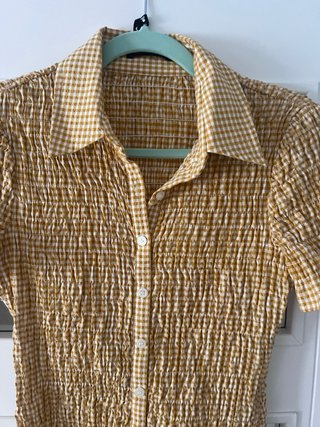 Vestido Zara cuadros amarillo/beige