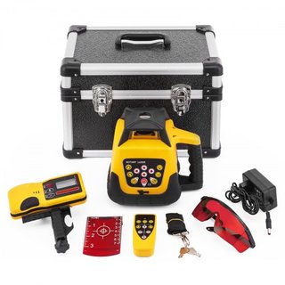 Kit de Nivel Láser Rotativo de Haz Rojo, Kit de Nivelación Automática Digital con Rango de 500M y Control Remoto, Estuche de Transporte