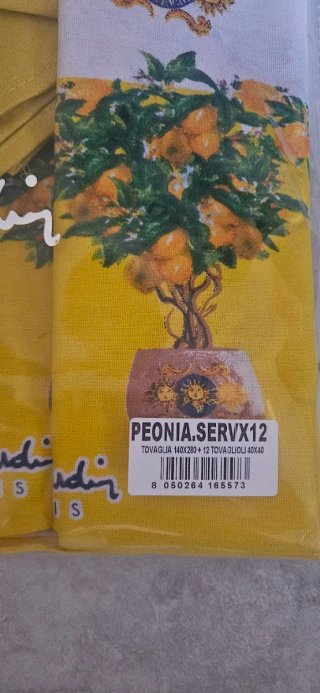 Tovaglia Pierre Cardin Peonia con 12 Tovaglioli