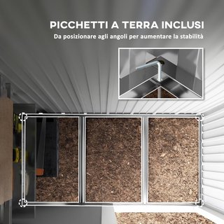 Casita De Jardín Con Base De Acero Y 2 Estantes Regulables, Cobertizo De Jardín Para Herramientas Con Techo Y Puerta Bloqueable, 161X95X163/181Cm, Gris
