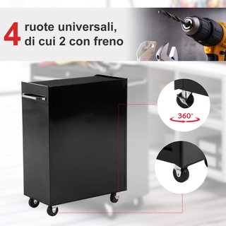 Carro Porta Utensilios Herramientas Equipos Con Cajonera Negra 61.5 X 33 X 82.5Cm