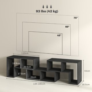 Mobile TV 75" max Modulabile con 2 Ripiani a L e M