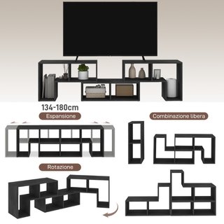 Mobile TV 75" max Modulabile con 2 Ripiani a L e M