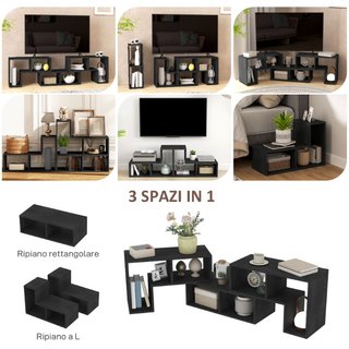 Mobile TV 75" max Modulabile con 2 Ripiani a L e M