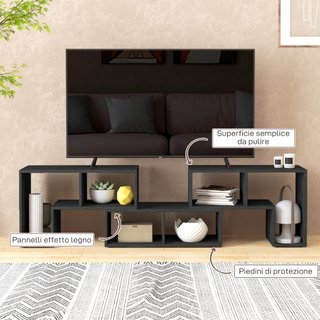 Mobile TV 75" max Modulabile con 2 Ripiani a L e M