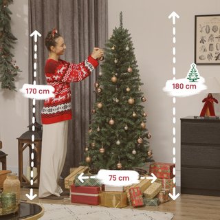 Albero di Natale 180 cm Illuminato con 250 Luci Bi