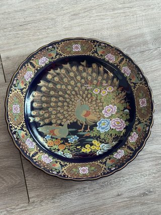 Plato porcelana china pavos reales 35 cm
