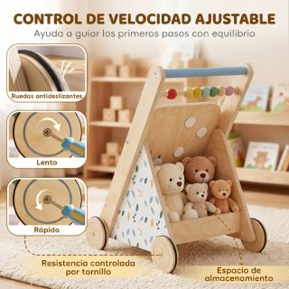 Andador Bebé Madera con Juguetes