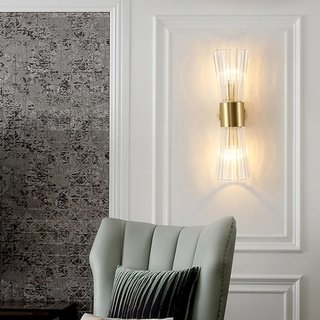 Aplique pared cristal y latón dorado 40cm