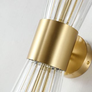 Aplique pared cristal y latón dorado 40cm