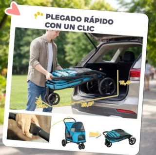 Carro de paseo para mascotas plegable