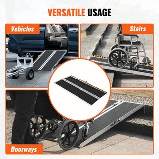 Rampa de Silla de Ruedas Portátil, 182.9 cm 362.9 kg de Capacidad, Rampa de Umbral Plegable de Aluminio Antideslizante, Rampa Plegable para Scooter de Movilidad, Rampa para Silla de Ruedas, Rampa ...