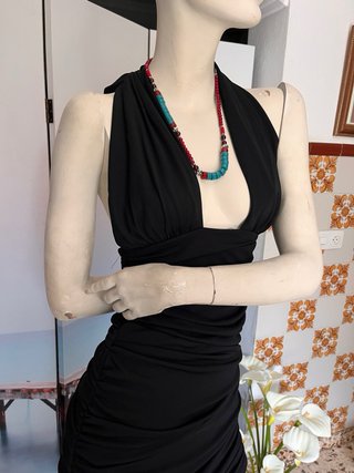 Vestido fiesta Zara negro drapeado