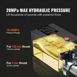 Bomba Hidráulica, Unidad de Potencia Hidráulica de 6 Cuartos, Bomba de Remolque de Doble Acción, Tasa de Flujo de 0.91 GPM, Presión Máxima de Alivio de 3200 PSI, Bomba Hidráulica DC 12V para Eleva...