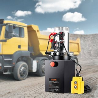 Bomba Hidráulica, Unidad de Potencia Hidráulica de 6 Cuartos, Bomba de Remolque de Doble Acción, Tasa de Flujo de 0.91 GPM, Presión Máxima de Alivio de 3200 PSI, Bomba Hidráulica DC 12V para Eleva...