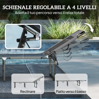 Lettino da Esterno Reclinabile 4 Posizioni, Sedia