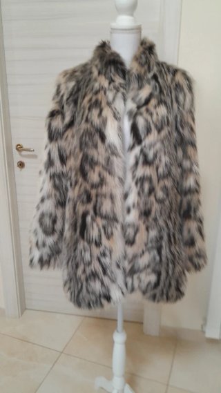 Pelliccia sintetica beige/grigia