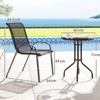 Set da Giardino 3 Pezzi con 2 Sedie da Giardino 54