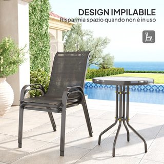 Set da Giardino 3 Pezzi con 2 Sedie da Giardino 54