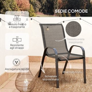 Set da Giardino 3 Pezzi con 2 Sedie da Giardino 54
