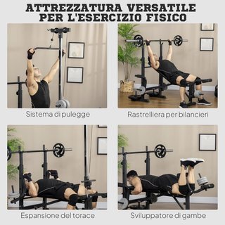Banco de Gimnasio Multifuncional Con Sistema de Poleas, Soporte para Barra y Respaldo Ajustables, Banco de Pesas Inclinable Plano Con Extensión de Piernas, Expansión de Pecho, Soporte para Pesas, ...