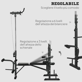 Banco de Gimnasio Multifuncional Con Sistema de Poleas, Soporte para Barra y Respaldo Ajustables, Banco de Pesas Inclinable Plano Con Extensión de Piernas, Expansión de Pecho, Soporte para Pesas, ...