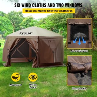 Tenda a schermo gazebo, 12 x 12 piedi, tenda da campeggio pieghevole su 6 lati con finestre in rete, borsa da trasporto portatile, picchetti da pavimento, grandi tende ombreggianti per...
