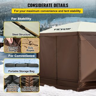 Tenda a schermo gazebo, 12 x 12 piedi, tenda da campeggio pieghevole su 6 lati con finestre in rete, borsa da trasporto portatile, picchetti da pavimento, grandi tende ombreggianti per...