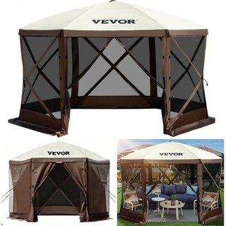 Tenda a schermo gazebo, 12 x 12 piedi, tenda da campeggio pieghevole su 6 lati con finestre in rete, borsa da trasporto portatile, picchetti da pavimento, grandi tende ombreggianti per...