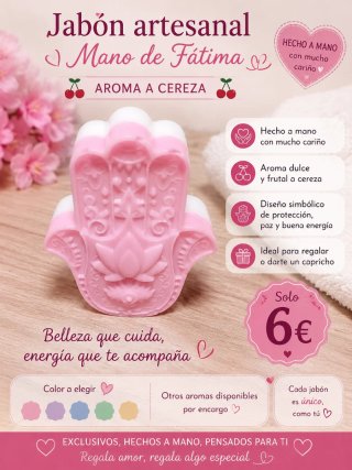 Jabón artesanal Mano de Fátima Cereza