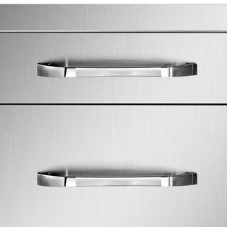 Cassetti da Cucina Esterna 14" L x 20.3" A x 23" P, Cassetti Accesso Triplo Inox a Raso con Maniglia, Cassetti per Isola BBQ per Cucine Esterne o Stazione Griglia...