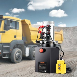 Bomba Hidráulica, Unidad de Potencia Hidráulica de 8 Cuartos, Bomba de Volquete de Doble Acción, Tasa de Flujo de 0.91 GPM, Presión Máxima de Alivio de 3200 PSI, Bomba Hidráulica DC 12V para Eleva...
