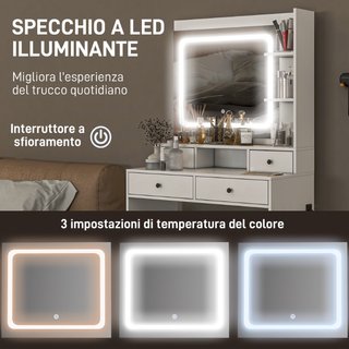 Toeletta Trucco con Luci LED 3 Tonalità e Specchio