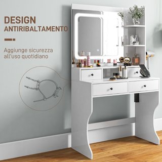 Toeletta Trucco con Luci LED 3 Tonalità e Specchio