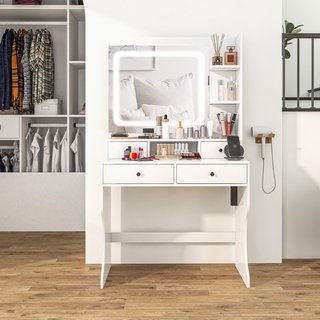 Toeletta Trucco con Luci LED 3 Tonalità e Specchio