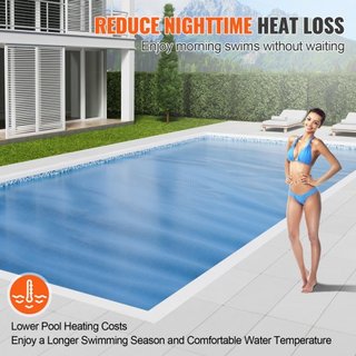 Cubierta Solar para Piscina, Manta Solar Rectangular de 36 x 18 pies para Piscinas, Cubierta Solar para Piscina Inground y Above Ground, Cubiertas Solares de 12 mil Azul