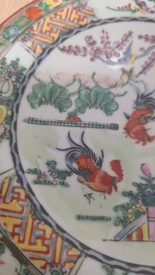 Plato Porcelana Macao Gallos Vintage 20cm