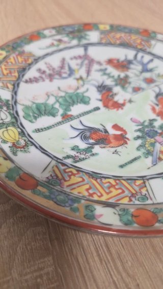 Plato Porcelana Macao Gallos Vintage 20cm