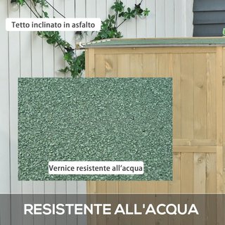 Casetta per attrezzi da giardino in legno di abete e pino con 4 scomparti, armadio esterno per attrezzi da giardino con tetto impermeabile, 87X46.5X160Cm, grigio