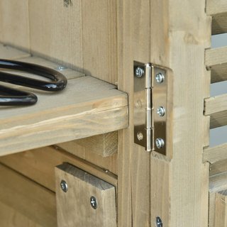 Casetta per attrezzi da giardino in legno di abete e pino con 4 scomparti, armadio esterno per attrezzi da giardino con tetto impermeabile, 87X46.5X160Cm, grigio