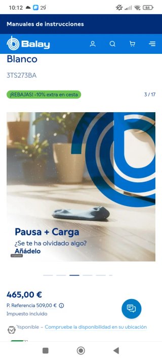 Lavadora Balay Blanco 3TS273BA