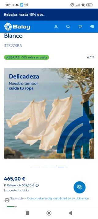 Lavadora Balay Blanco 3TS273BA